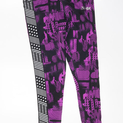 Preworn Womens Purple Geometric Polyester Compression Leggings Size 29 in Regular Pullover