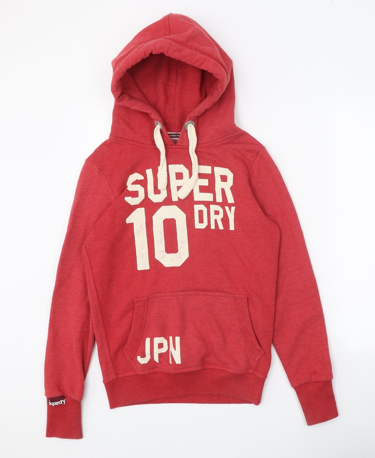 Superdry Womens Red Cotton Pullover Hoodie Size L Pullover