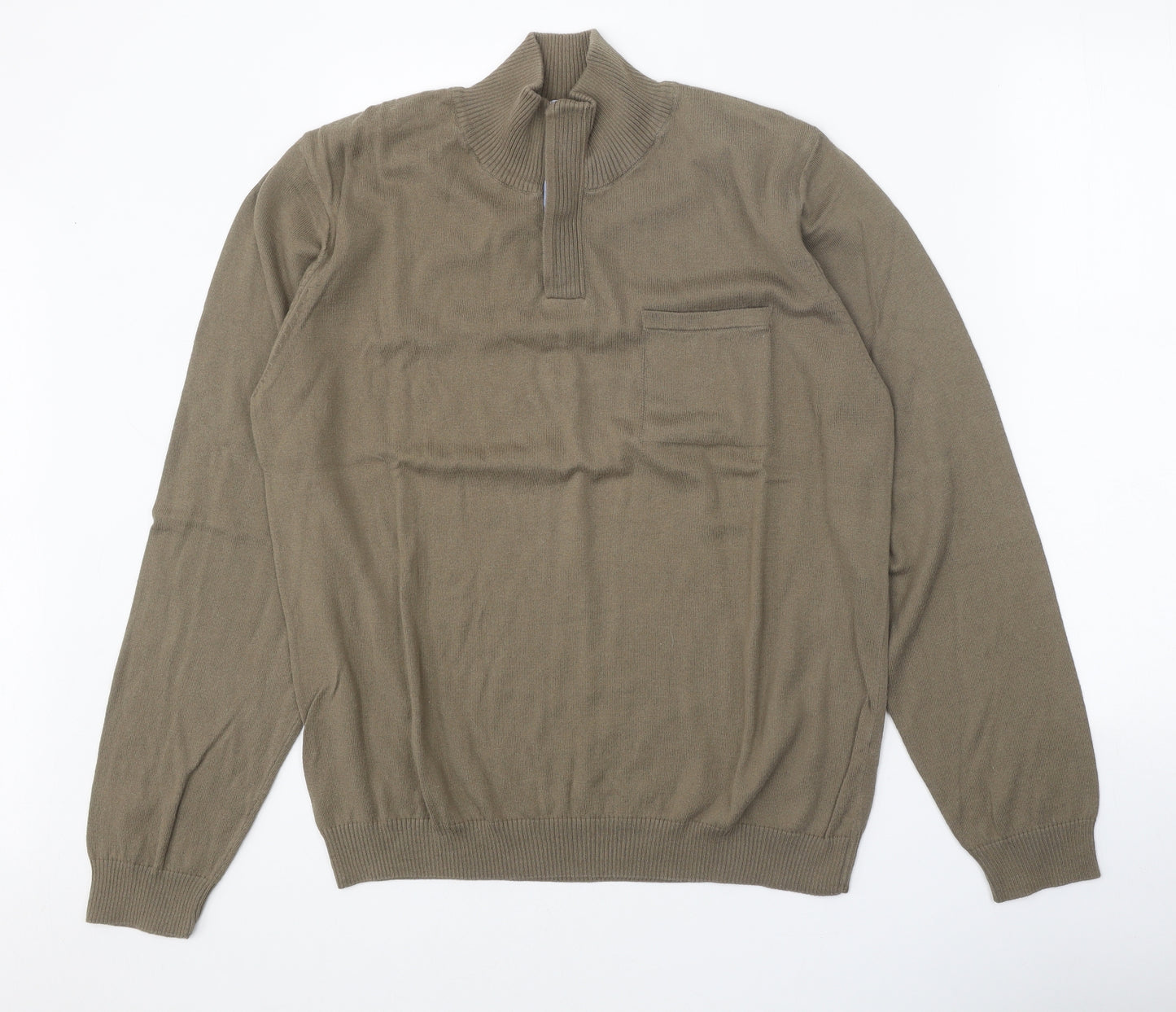 George Mens Brown High Neck Cotton Pullover Jumper Size M