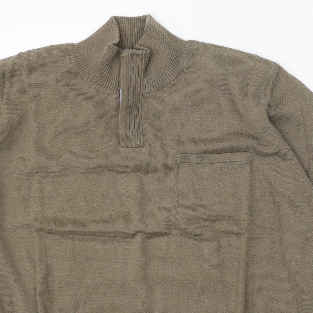 George Mens Brown High Neck Cotton Pullover Jumper Size M