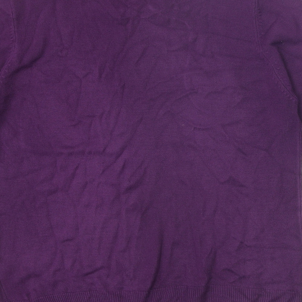 Marks and Spencer Womens Purple Round Neck Acrylic Pullover Jumper Size 14