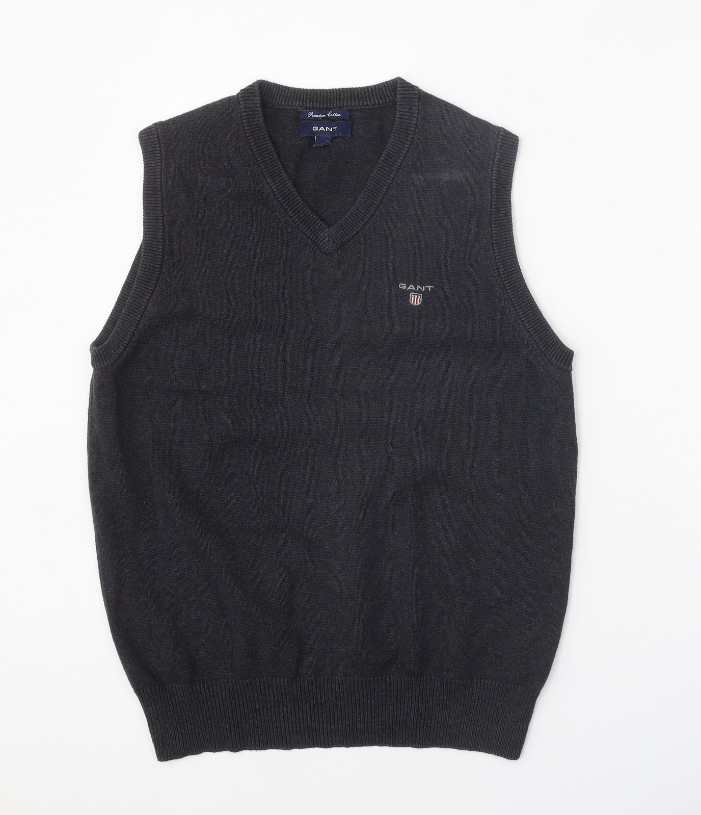 Giant Mens Grey V-Neck Cotton Vest Jumper Size S