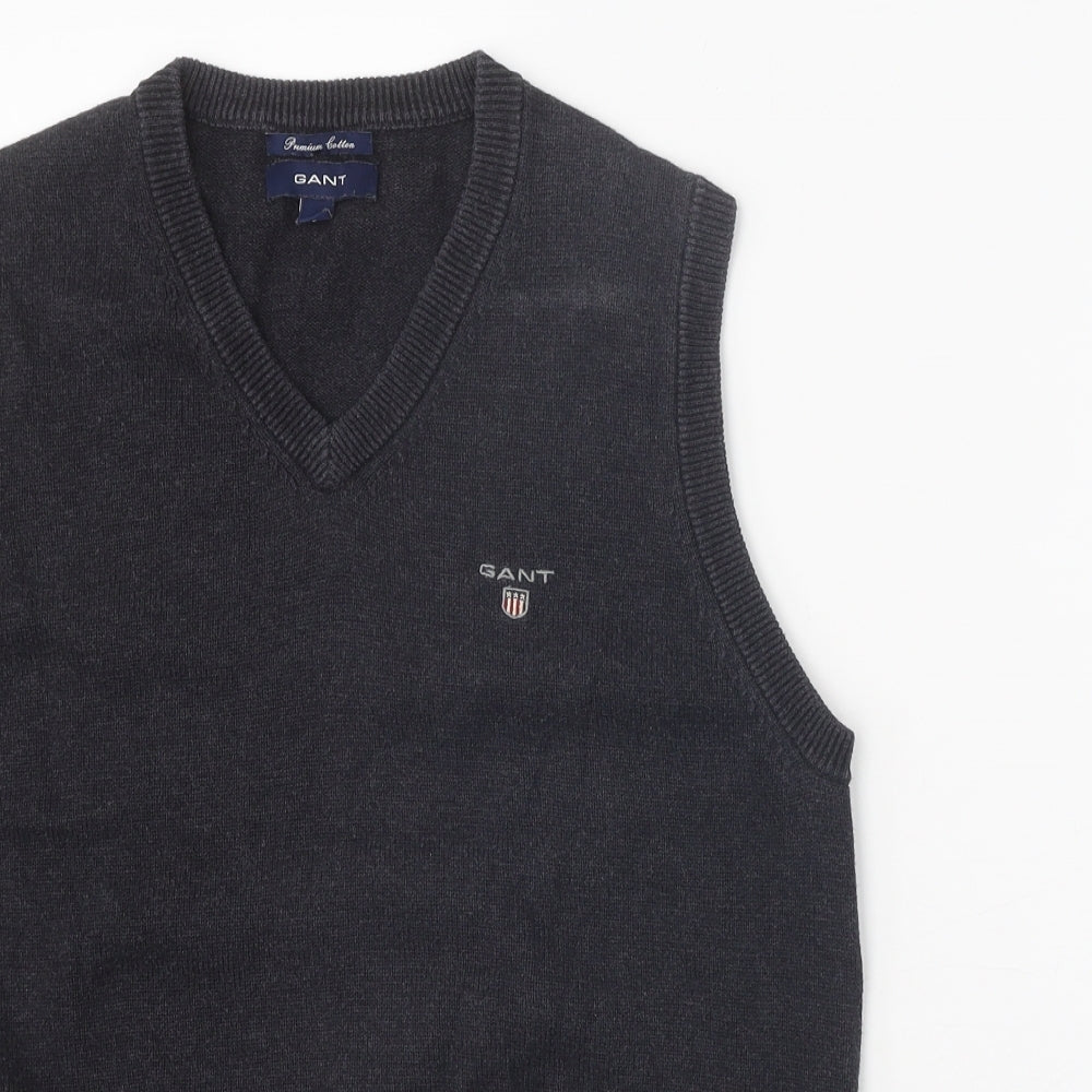 Giant Mens Grey V-Neck Cotton Vest Jumper Size S