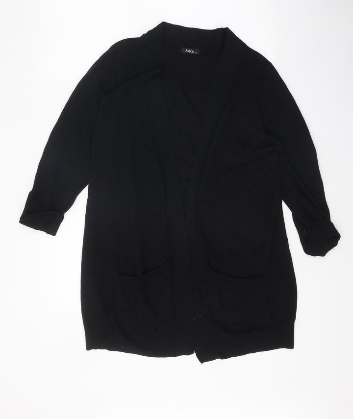 M&Co Womens Black V-Neck Viscose Cardigan Jumper Size M