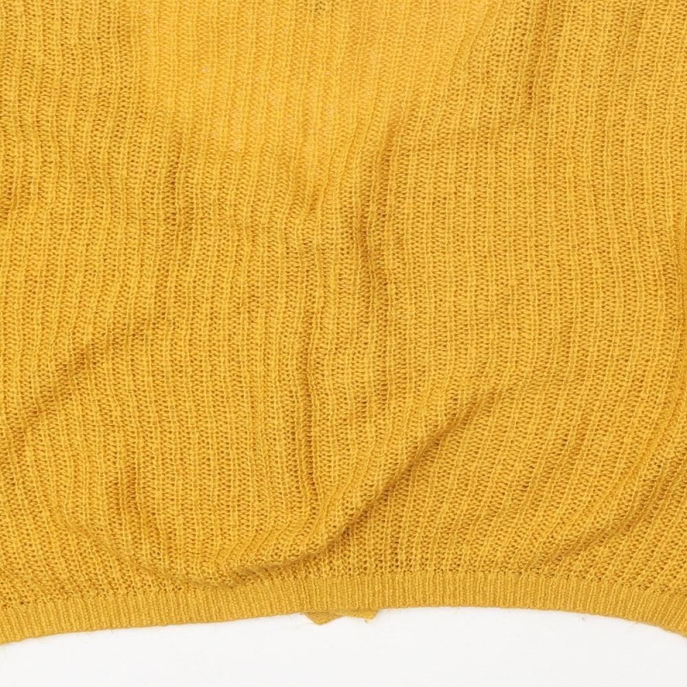 Divided Womens Yellow V-Neck Acrylic Cardigan Jumper Size M