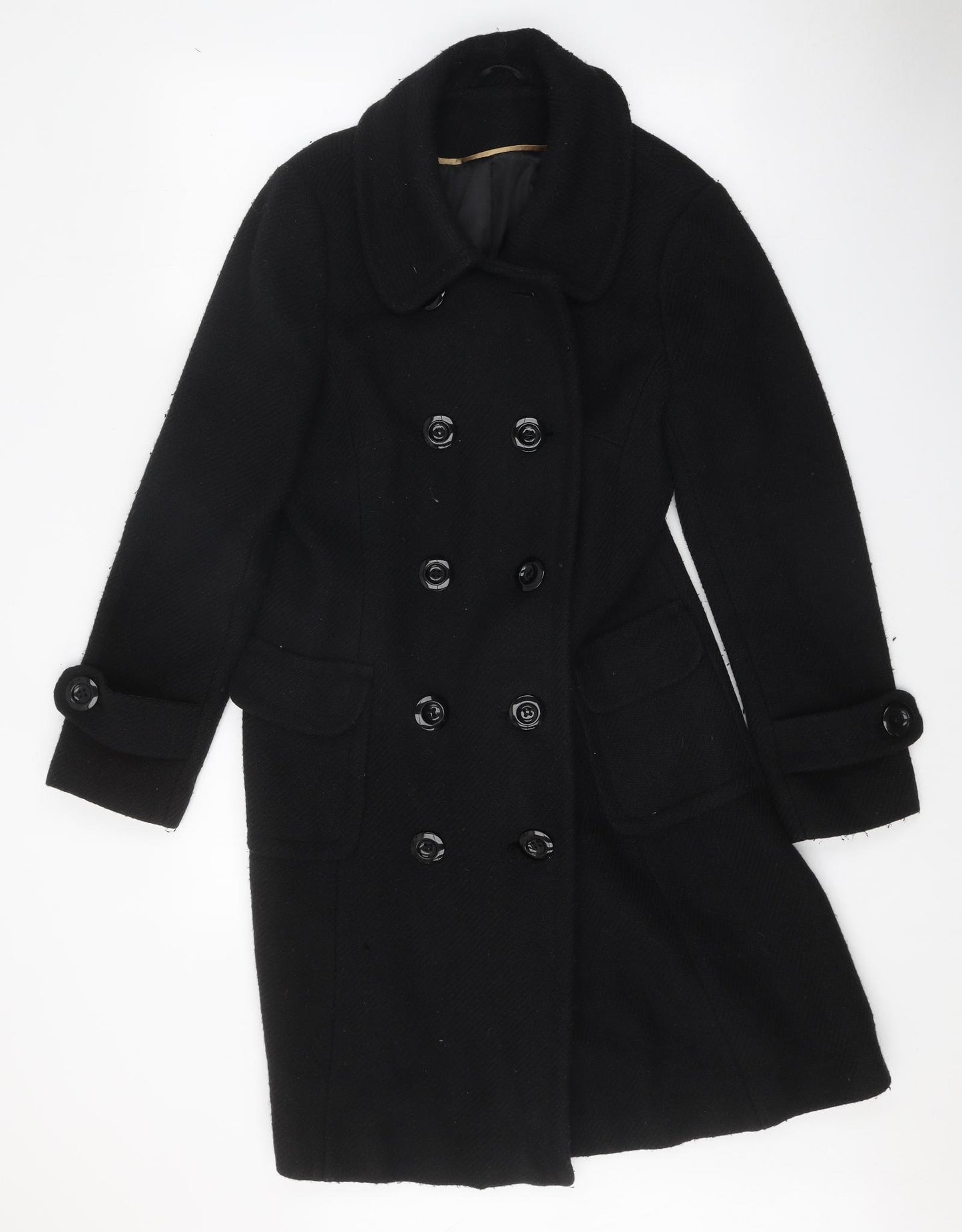 Dorothy Perkins Womens Black Pea Coat Coat Size 12 Button