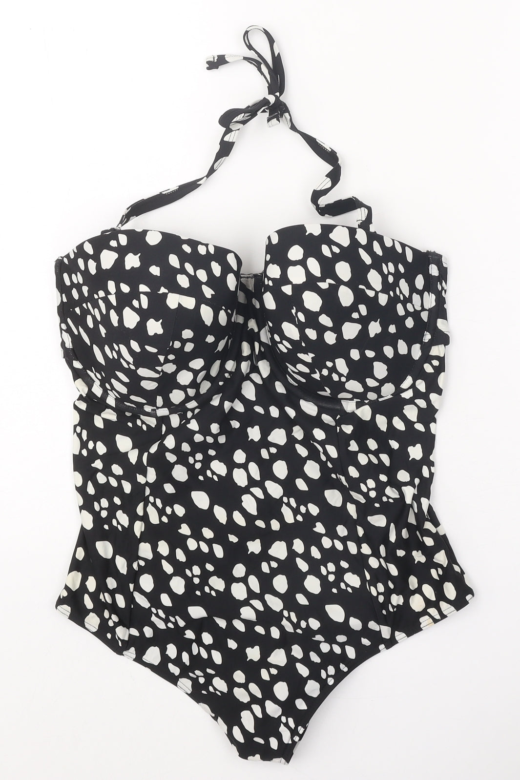 Debenhams Womens Black Geometric Polyamide One Piece Size 36