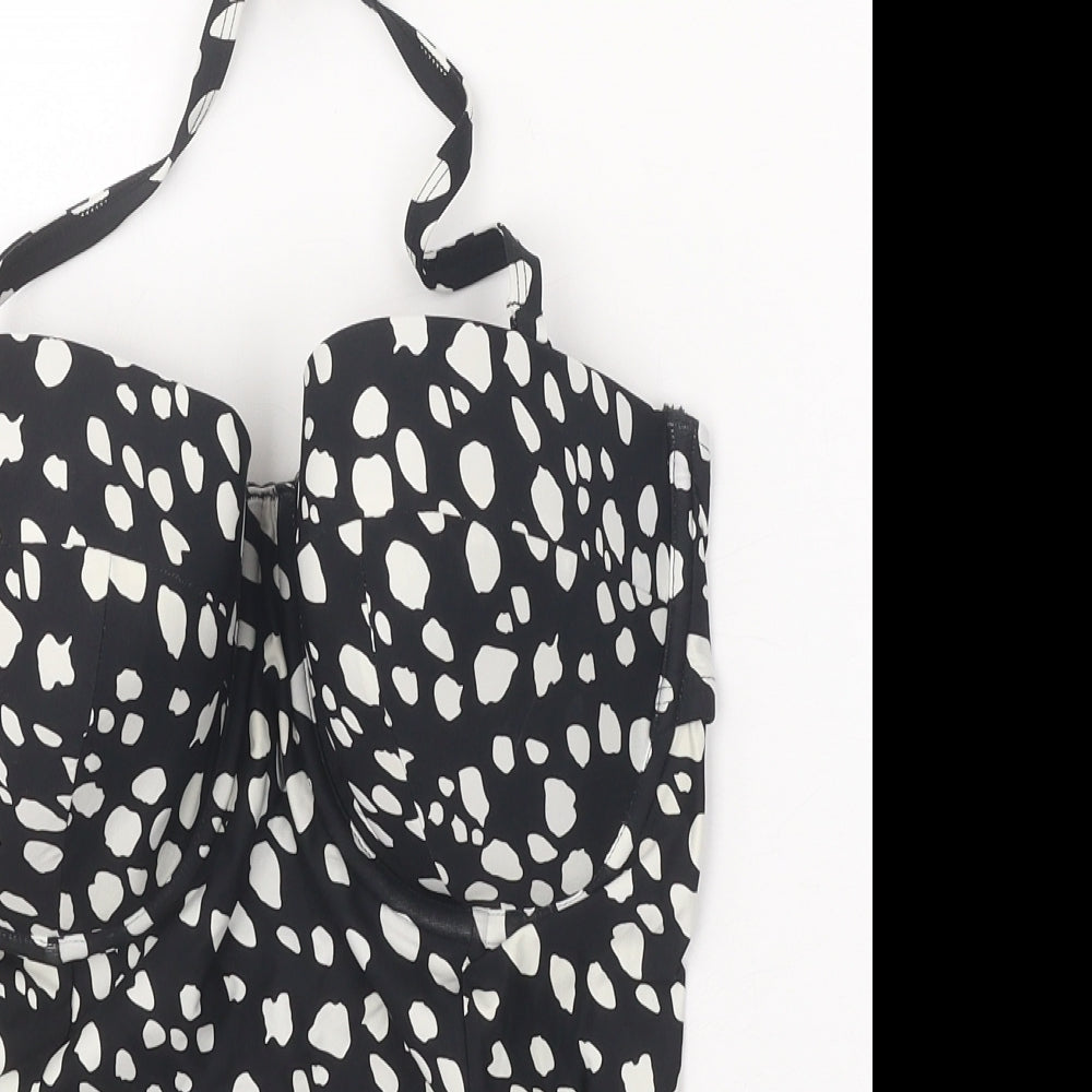 Debenhams Womens Black Geometric Polyamide One Piece Size 36