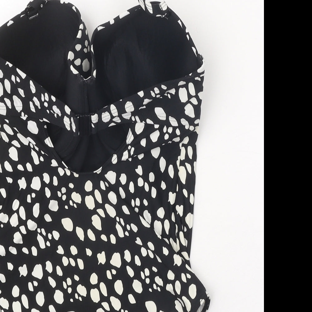 Debenhams Womens Black Geometric Polyamide One Piece Size 36