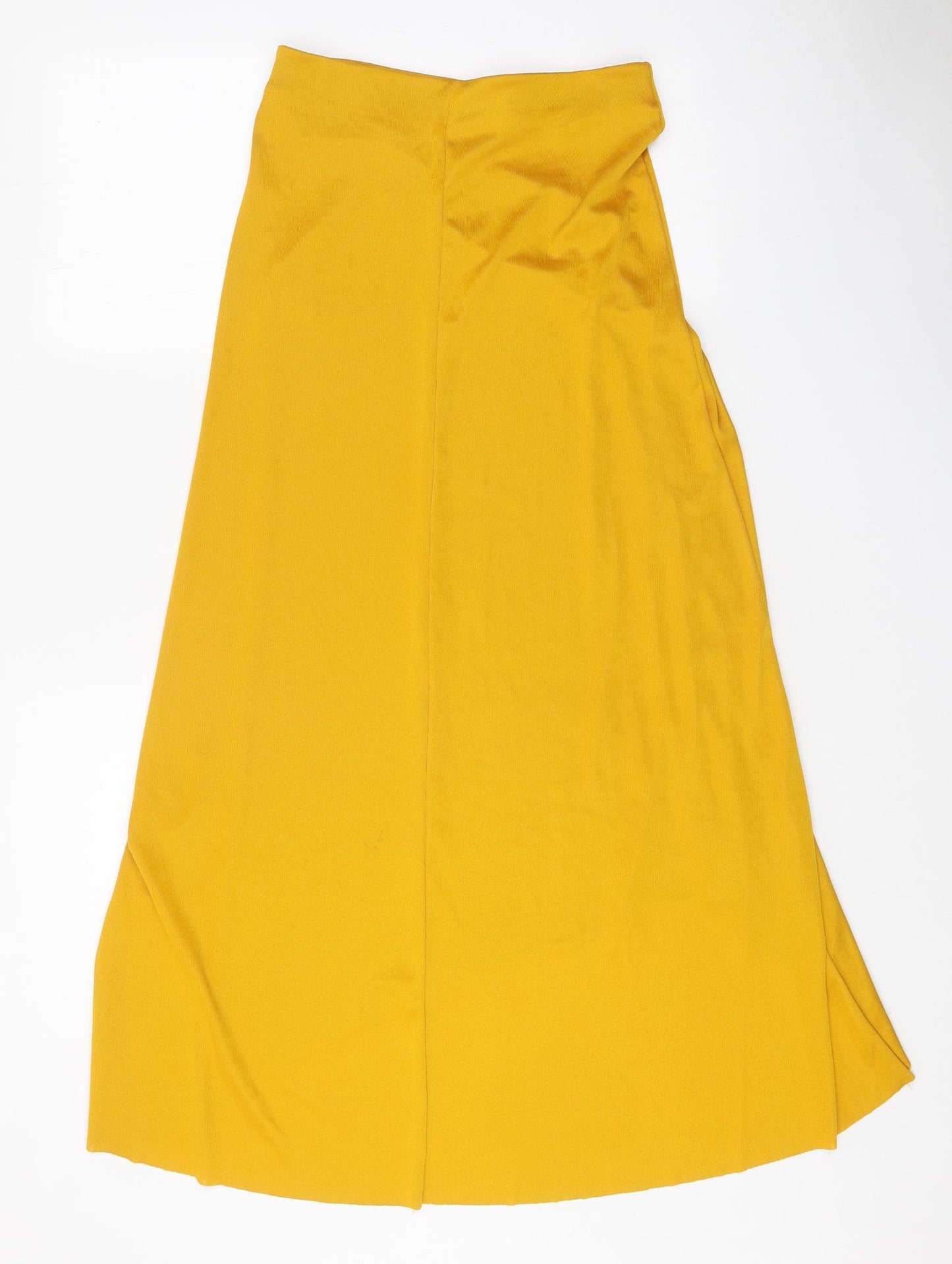 Zara Womens Yellow Polyester A-Line Skirt Size S