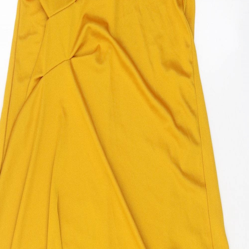 Zara Womens Yellow Polyester A-Line Skirt Size S