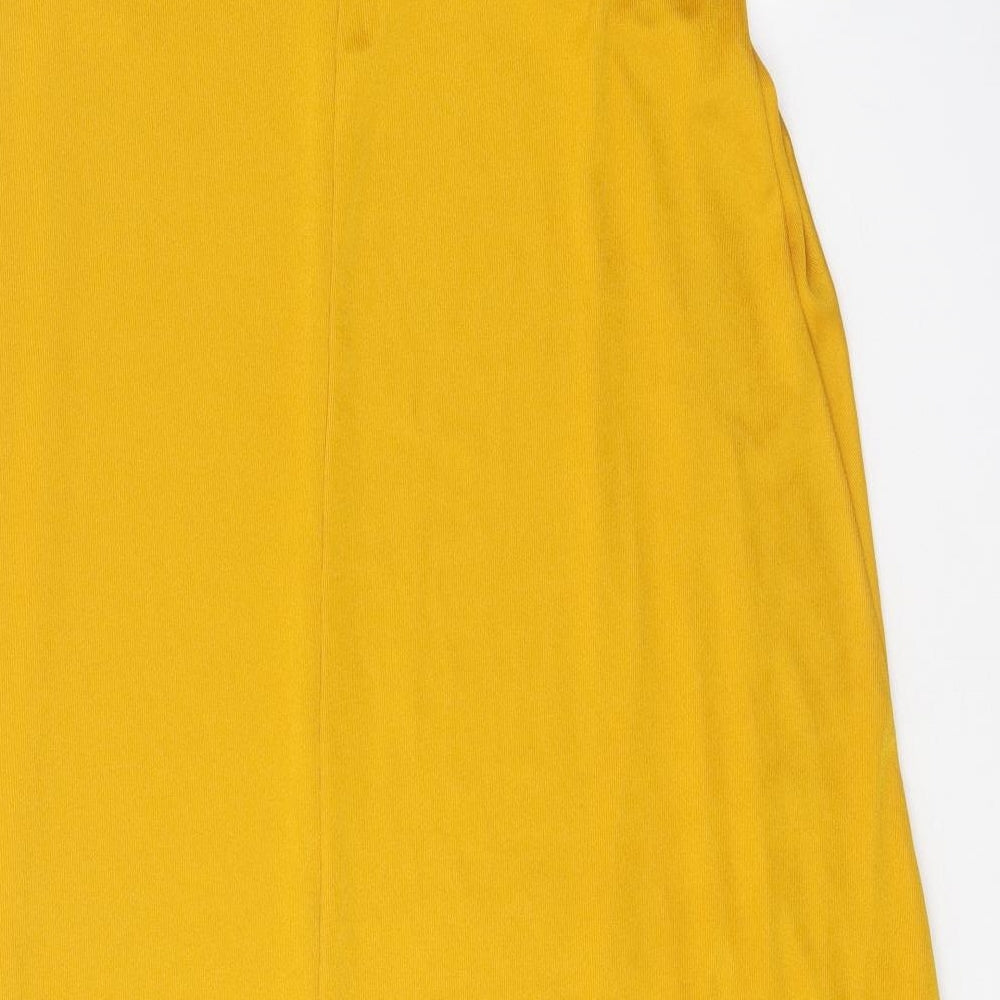 Zara Womens Yellow Polyester A-Line Skirt Size S