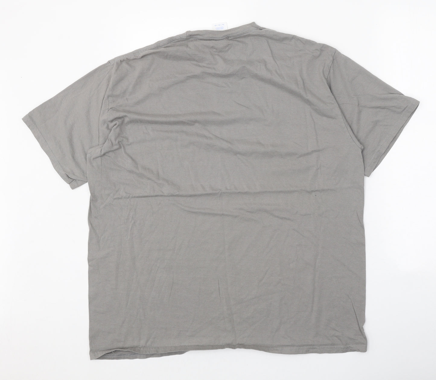 Disney Mens Grey Cotton T-Shirt Size XL Round Neck - Happy