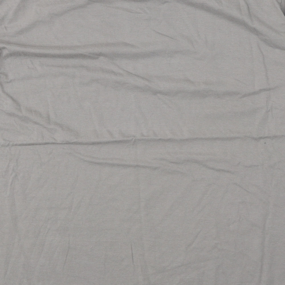 Disney Mens Grey Cotton T-Shirt Size XL Round Neck - Happy