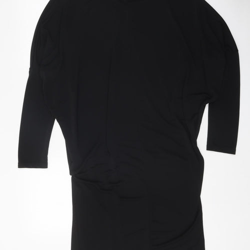 Glamorous Womens Black Polyester Sheath Size 16 Round Neck Pullover