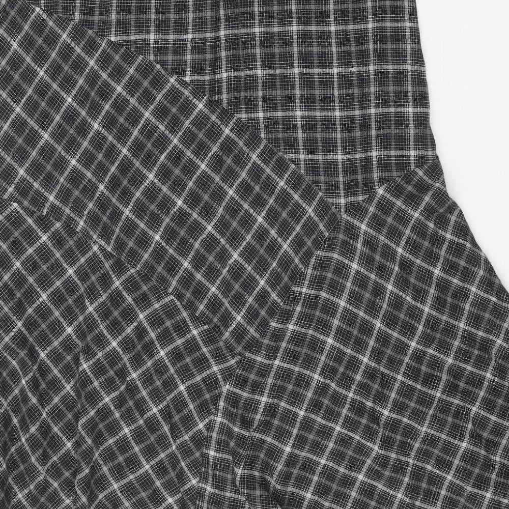 E Womens Grey Check Cotton A-Line Skirt Size 18