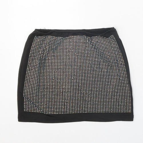 Preworn Womens Black Geometric Polyester Mini Skirt Size S