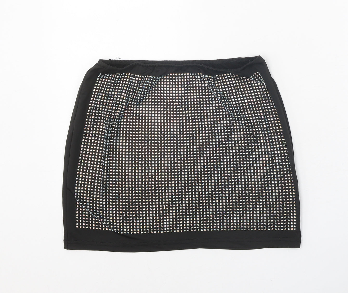 Preworn Womens Black Geometric Polyester Mini Skirt Size S