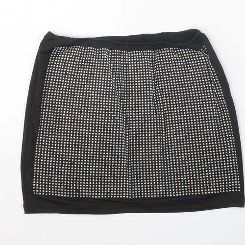 Preworn Womens Black Geometric Polyester Mini Skirt Size S