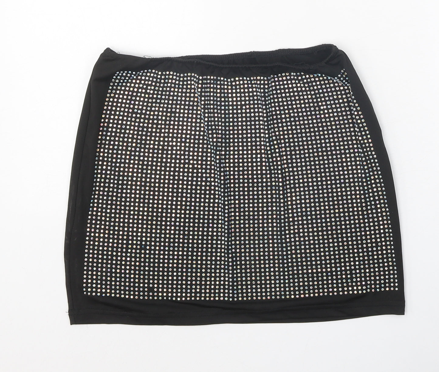Preworn Womens Black Geometric Polyester Mini Skirt Size S