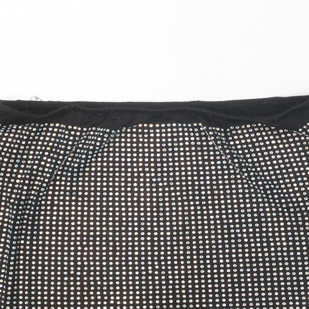 Preworn Womens Black Geometric Polyester Mini Skirt Size S