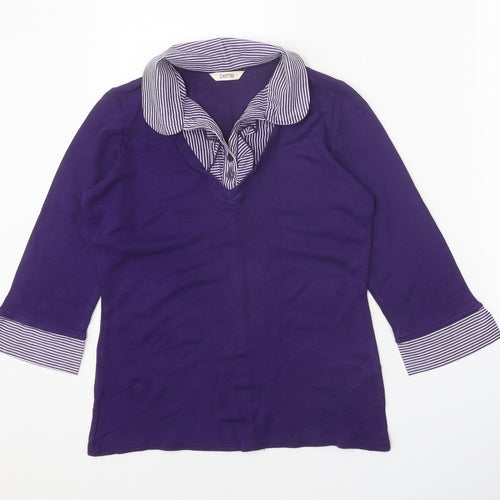 BHS Womens Purple Viscose Basic Blouse Size 12 Collared