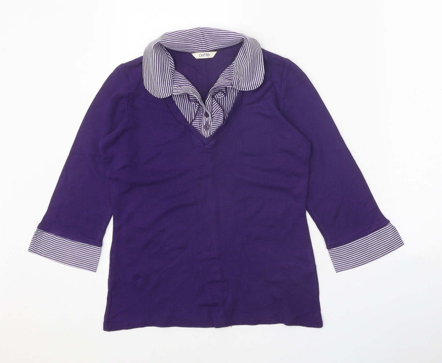 BHS Womens Purple Viscose Basic Blouse Size 12 Collared
