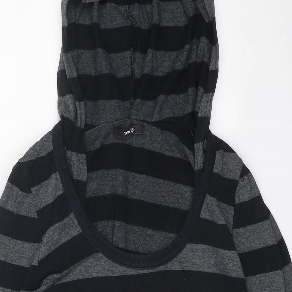 George Womens Grey Striped Cotton Pullover Hoodie Size 14 Pullover