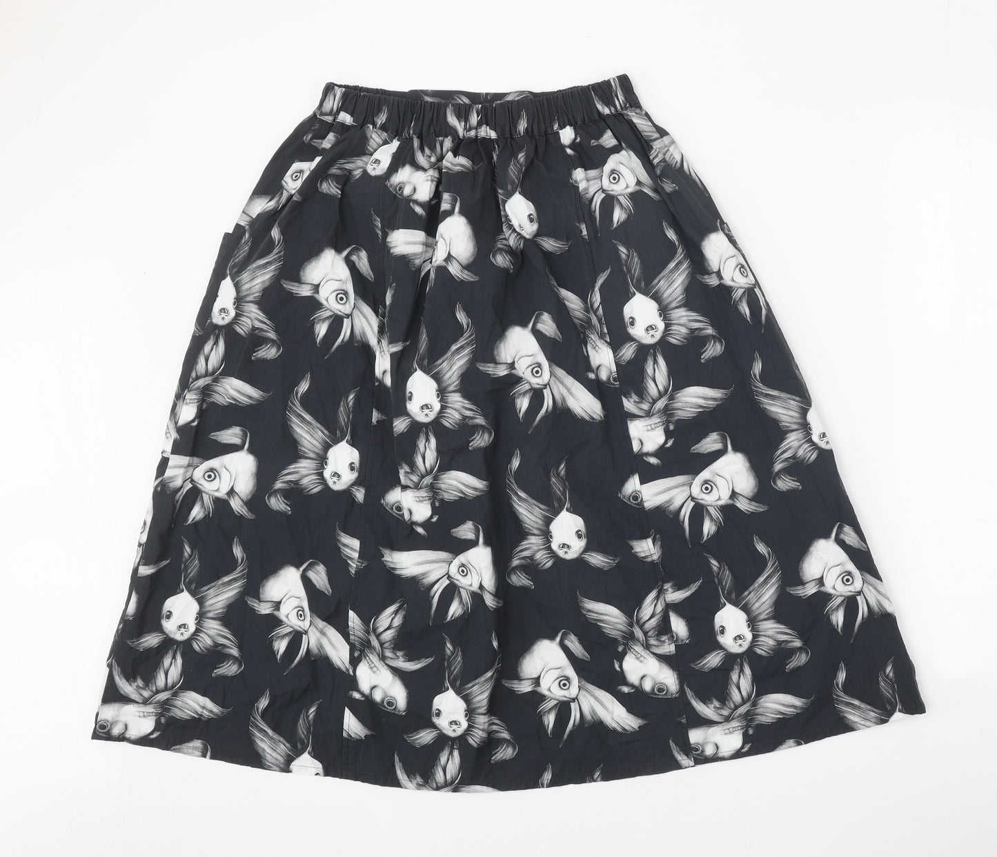 Preworn Womens Grey Geometric Cotton Tulip Skirt Size 24 in - Fish Pattern