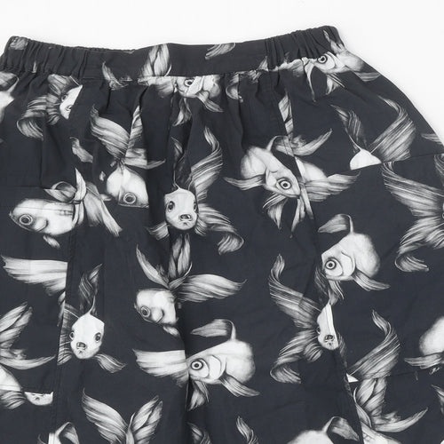 Preworn Womens Grey Geometric Cotton Tulip Skirt Size 24 in - Fish Pattern