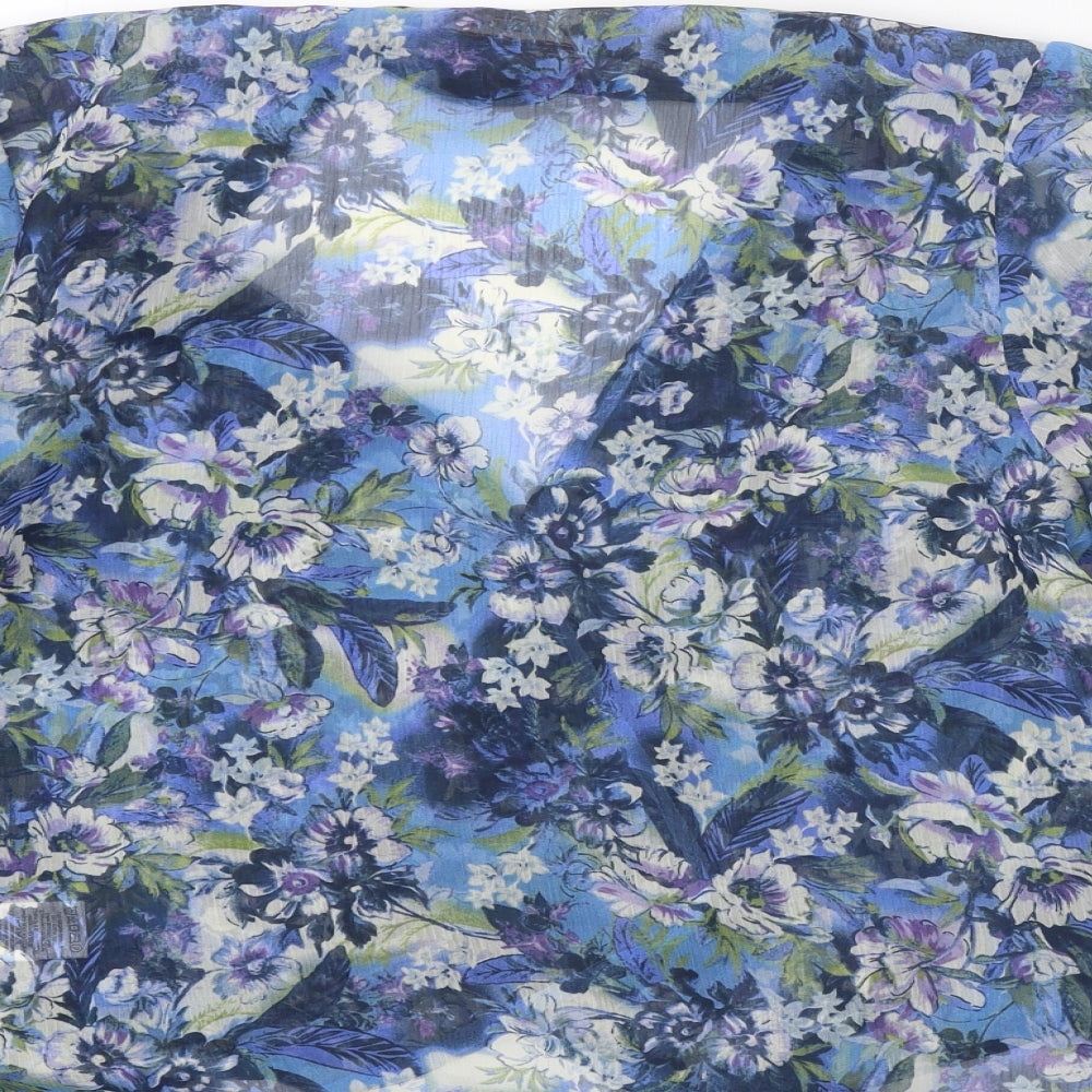 Indigo Womens Blue Floral Polyester Kimono Blouse Size 12 V-Neck