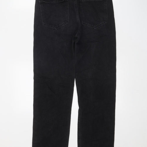 Preworn Womens Black Cotton Straight Jeans Size 27 in Regular Zip - Zip Detail