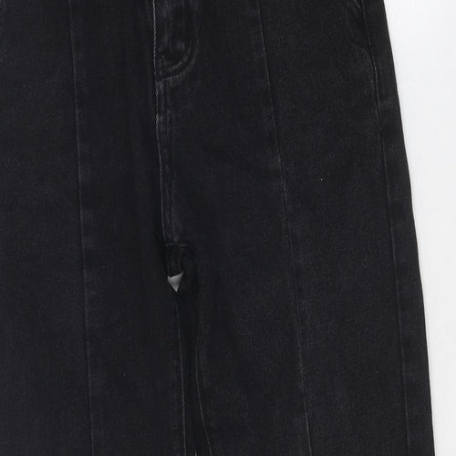 Preworn Womens Black Cotton Straight Jeans Size 27 in Regular Zip - Zip Detail