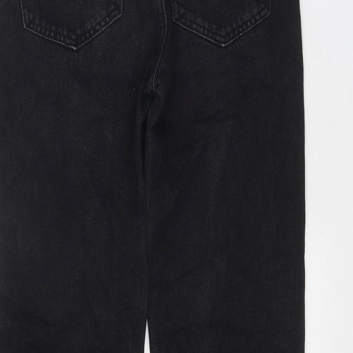 Preworn Womens Black Cotton Straight Jeans Size 27 in Regular Zip - Zip Detail