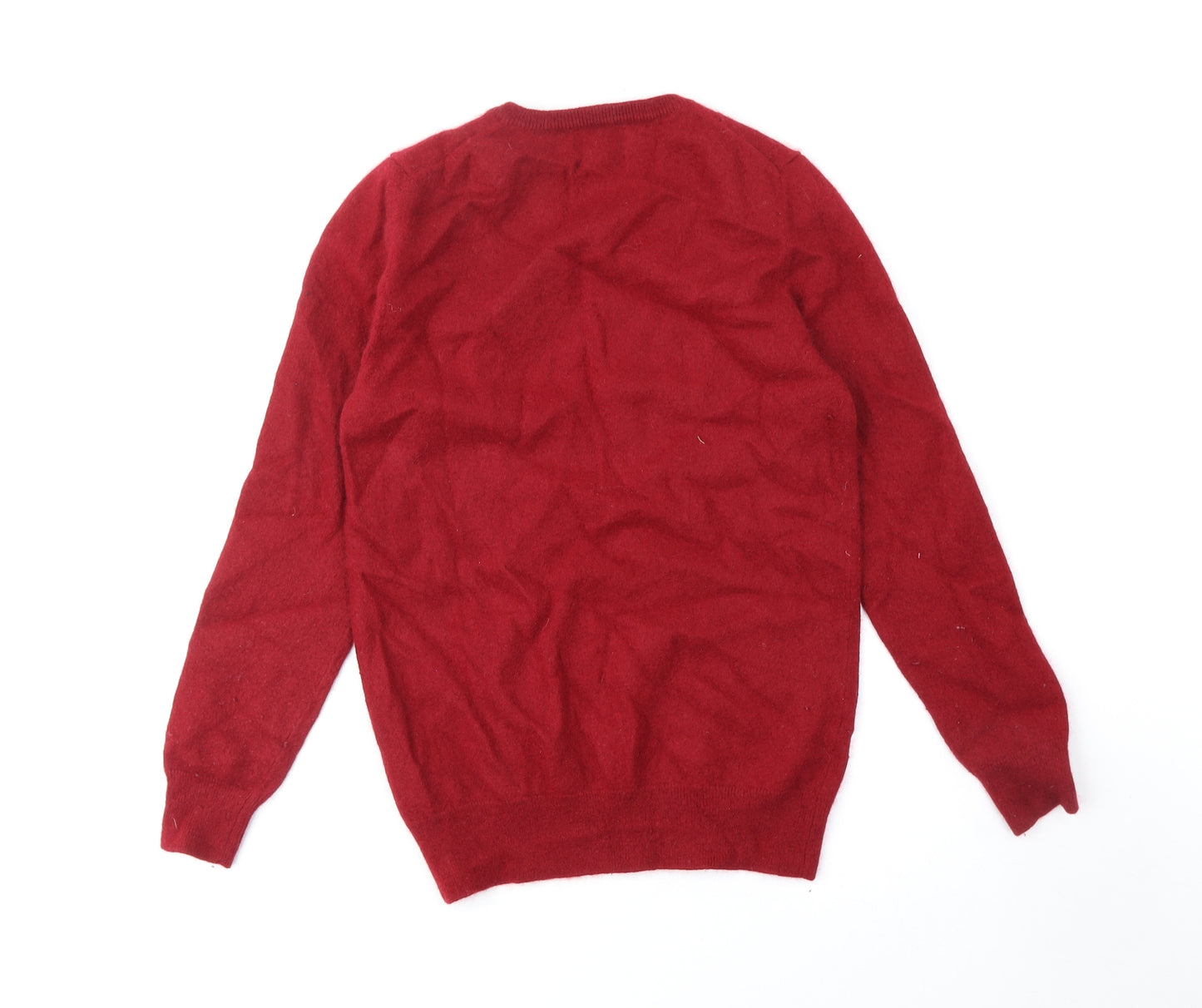 Marks and Spencer Mens Red V-Neck Cashmere Pullover Jumper Size S