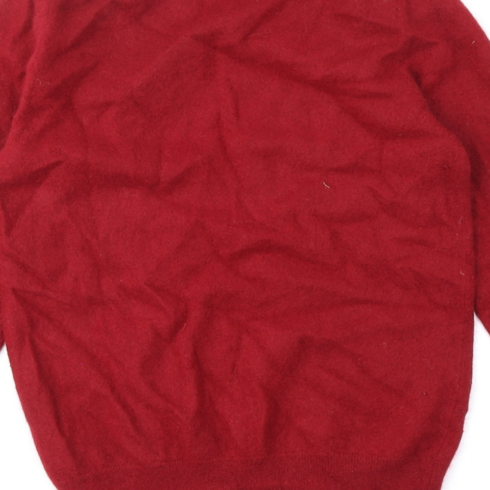 Marks and Spencer Mens Red V-Neck Cashmere Pullover Jumper Size S