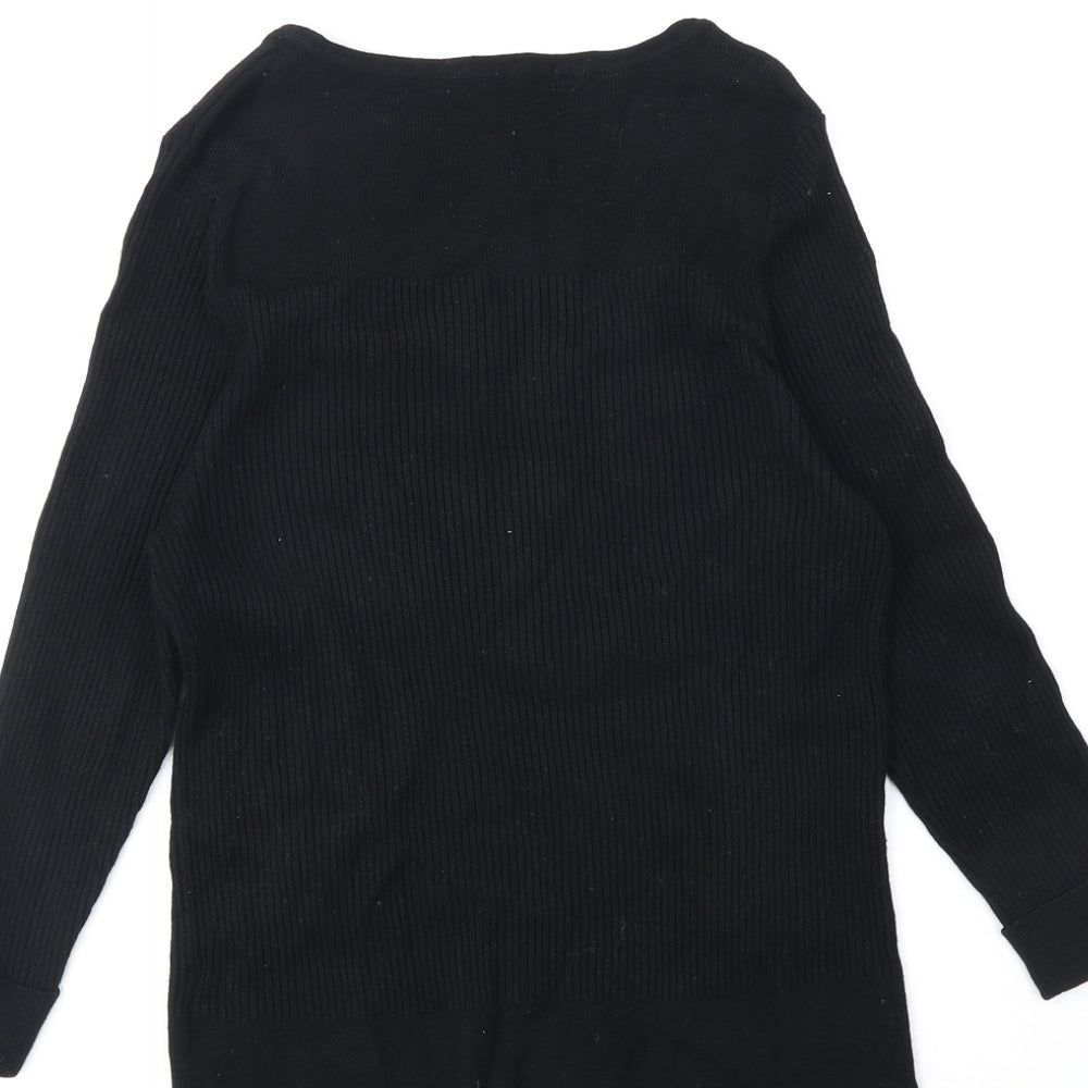 Marks and Spencer Womens Black V-Neck Viscose Pullover Jumper Size 18