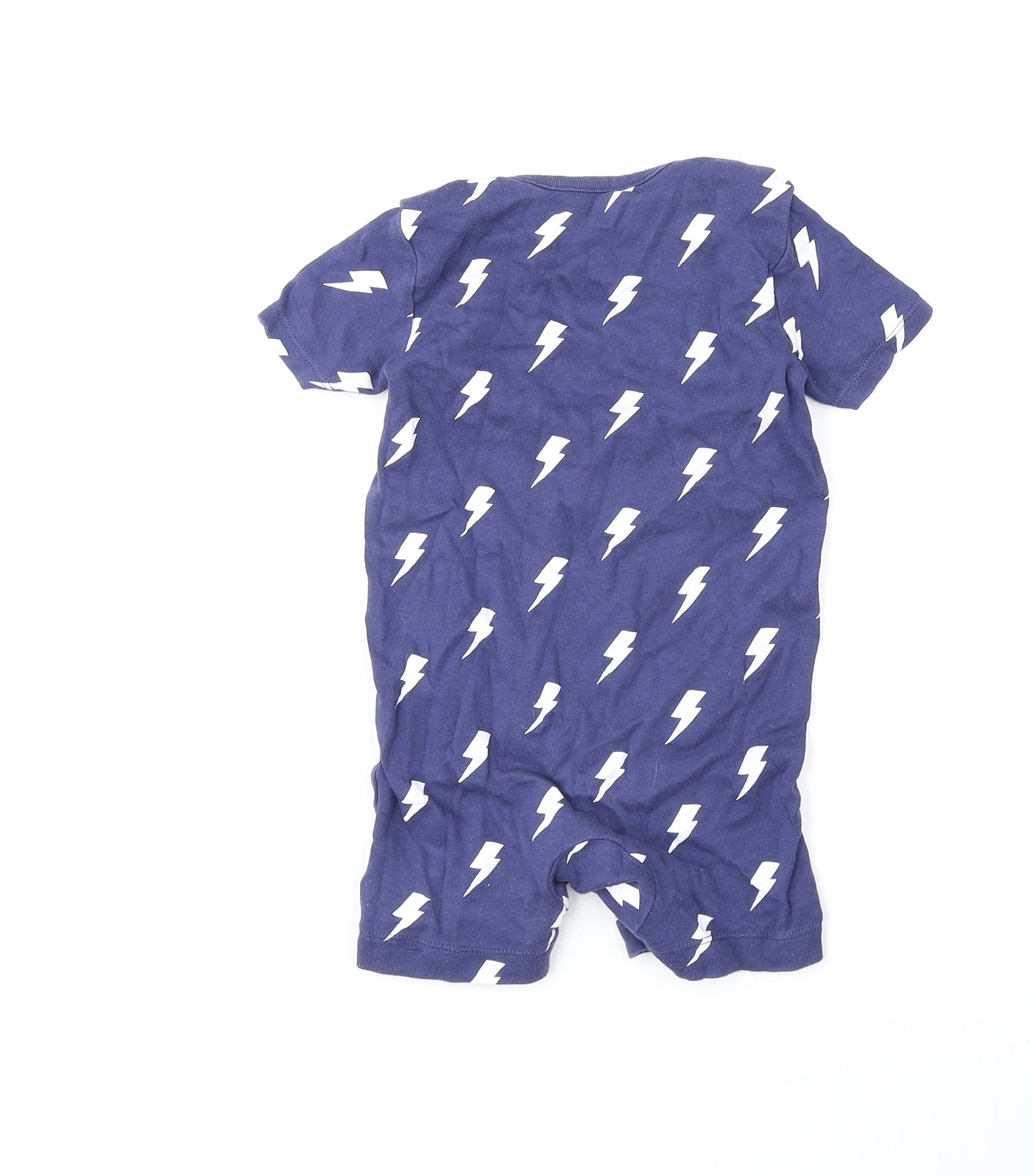 F&F Baby Blue Geometric 100% Cotton Romper One-Piece Size 12-18 Months Snap - Thunder Print