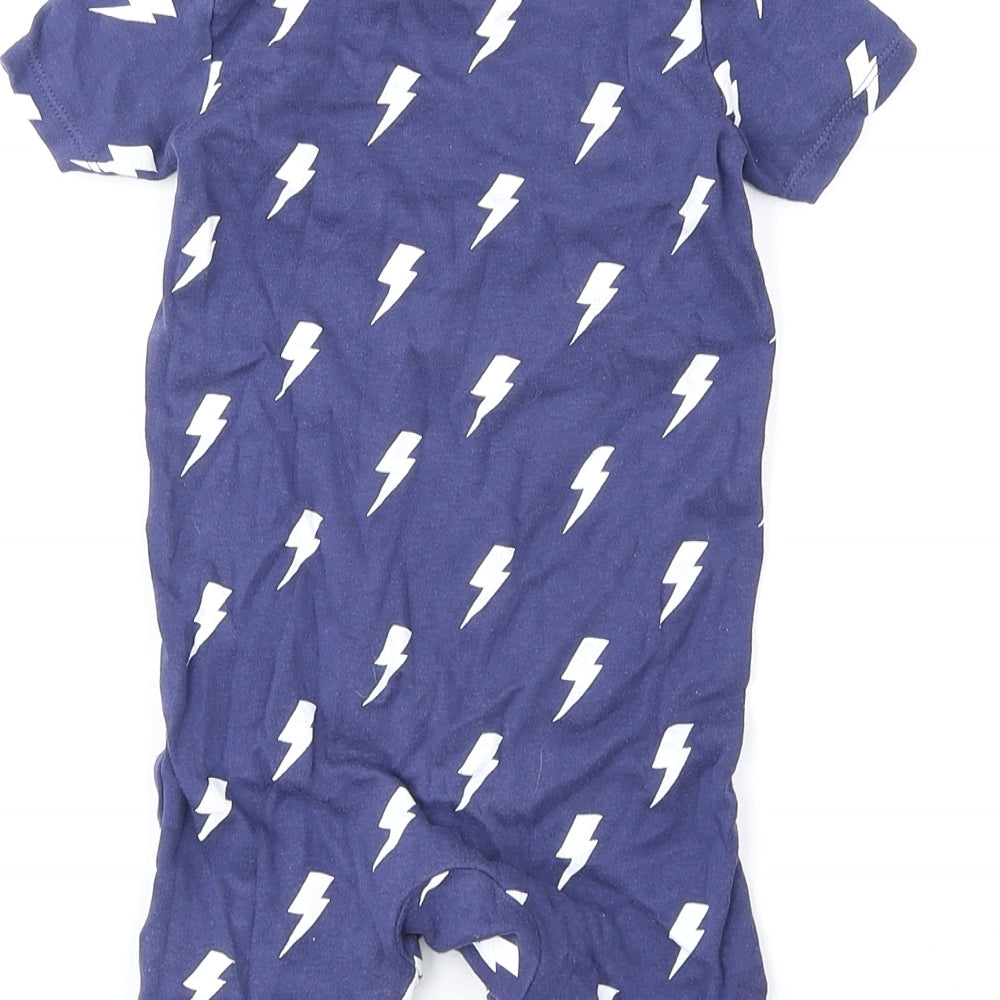 F&F Baby Blue Geometric 100% Cotton Romper One-Piece Size 12-18 Months Snap - Thunder Print