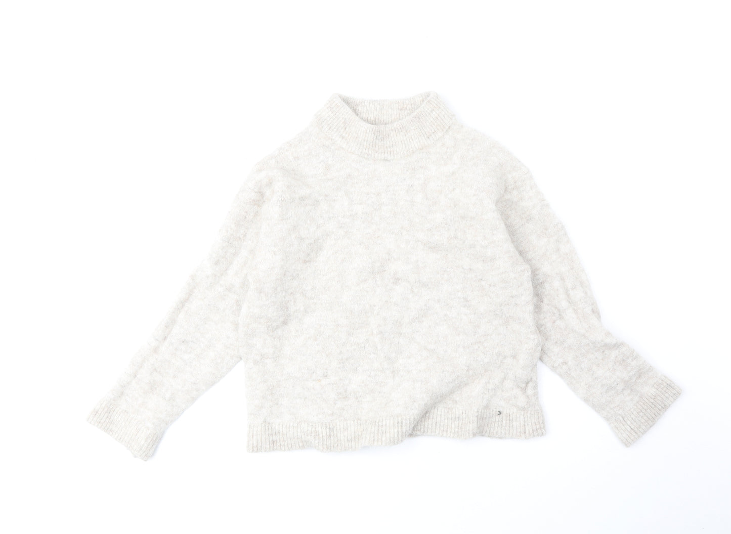 H&M Womens Beige High Neck Wool Pullover Jumper Size S