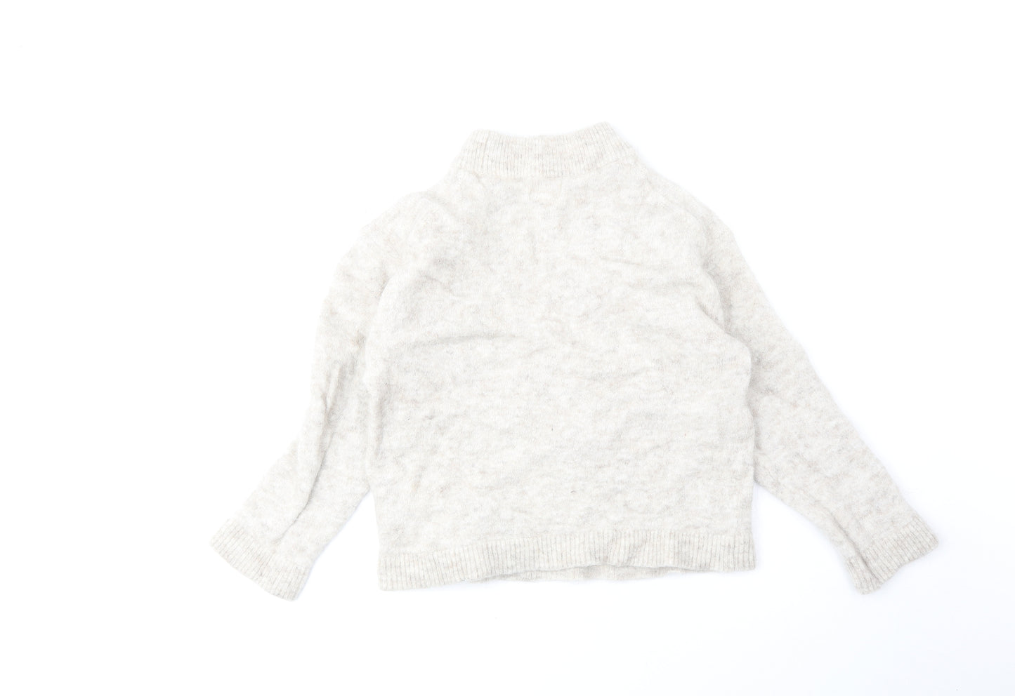 H&M Womens Beige High Neck Wool Pullover Jumper Size S