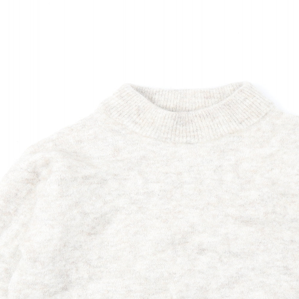 H&M Womens Beige High Neck Wool Pullover Jumper Size S