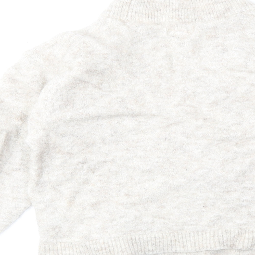 H&M Womens Beige High Neck Wool Pullover Jumper Size S