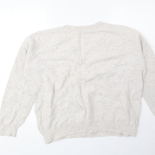 Marks and Spencer Womens Beige V-Neck Cotton Pullover Jumper Size M