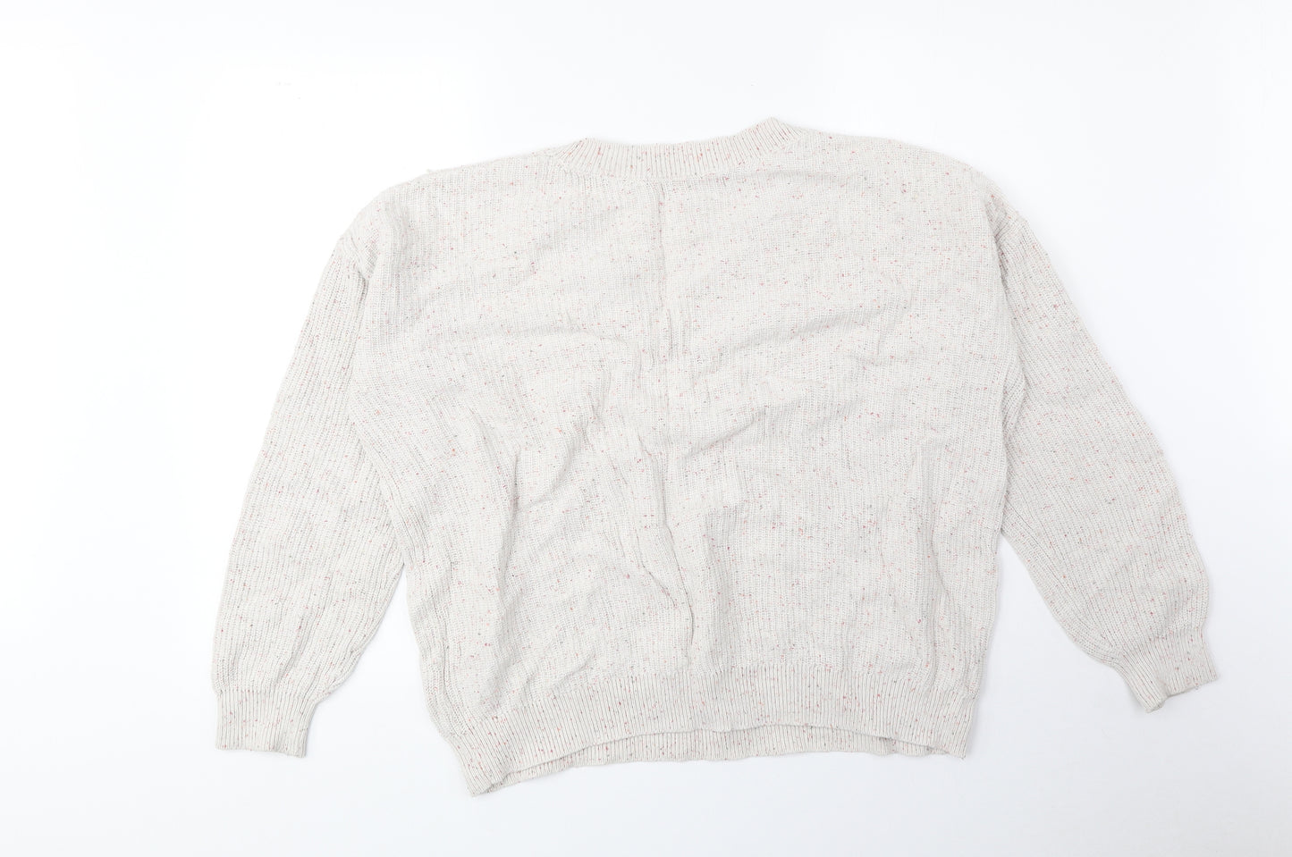 Marks and Spencer Womens Beige V-Neck Cotton Pullover Jumper Size M