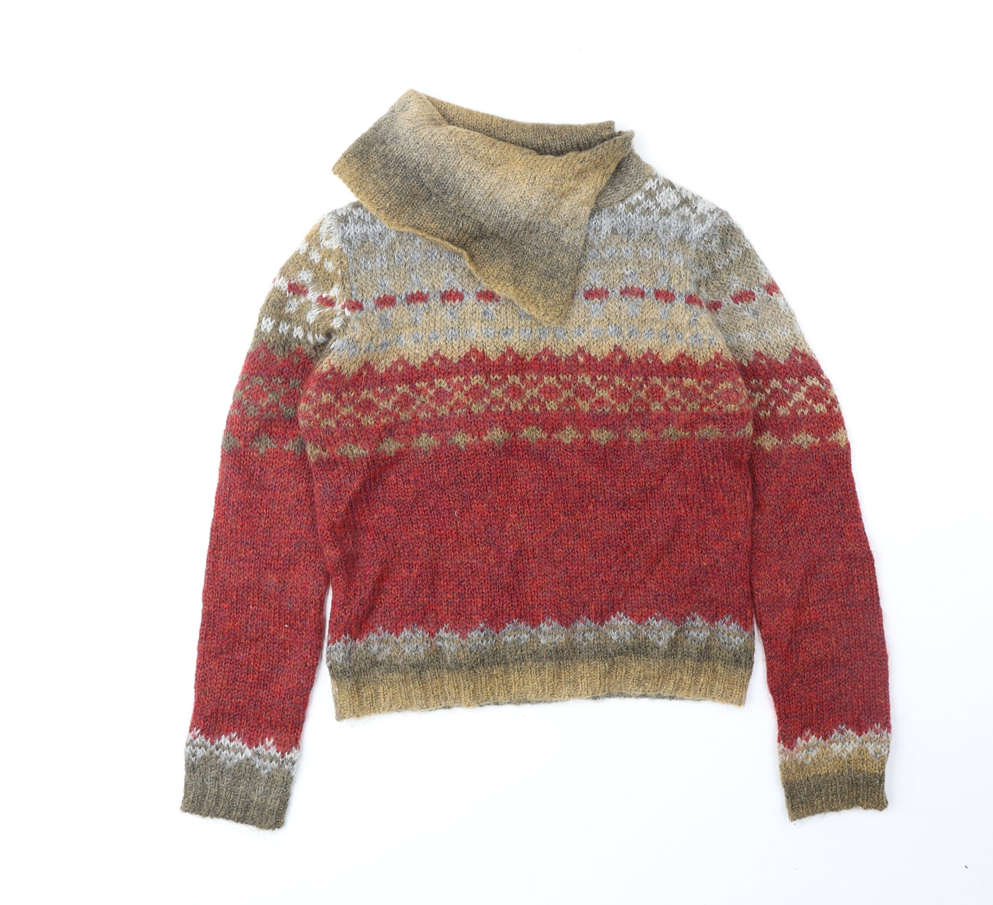 Per Una Womens Multicoloured Collared Mohair Pullover Jumper Size 14