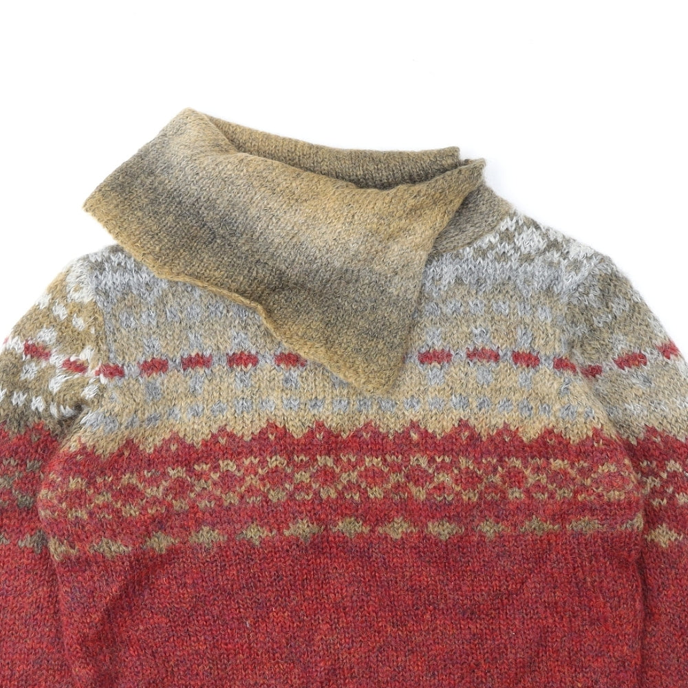 Per Una Womens Multicoloured Collared Mohair Pullover Jumper Size 14
