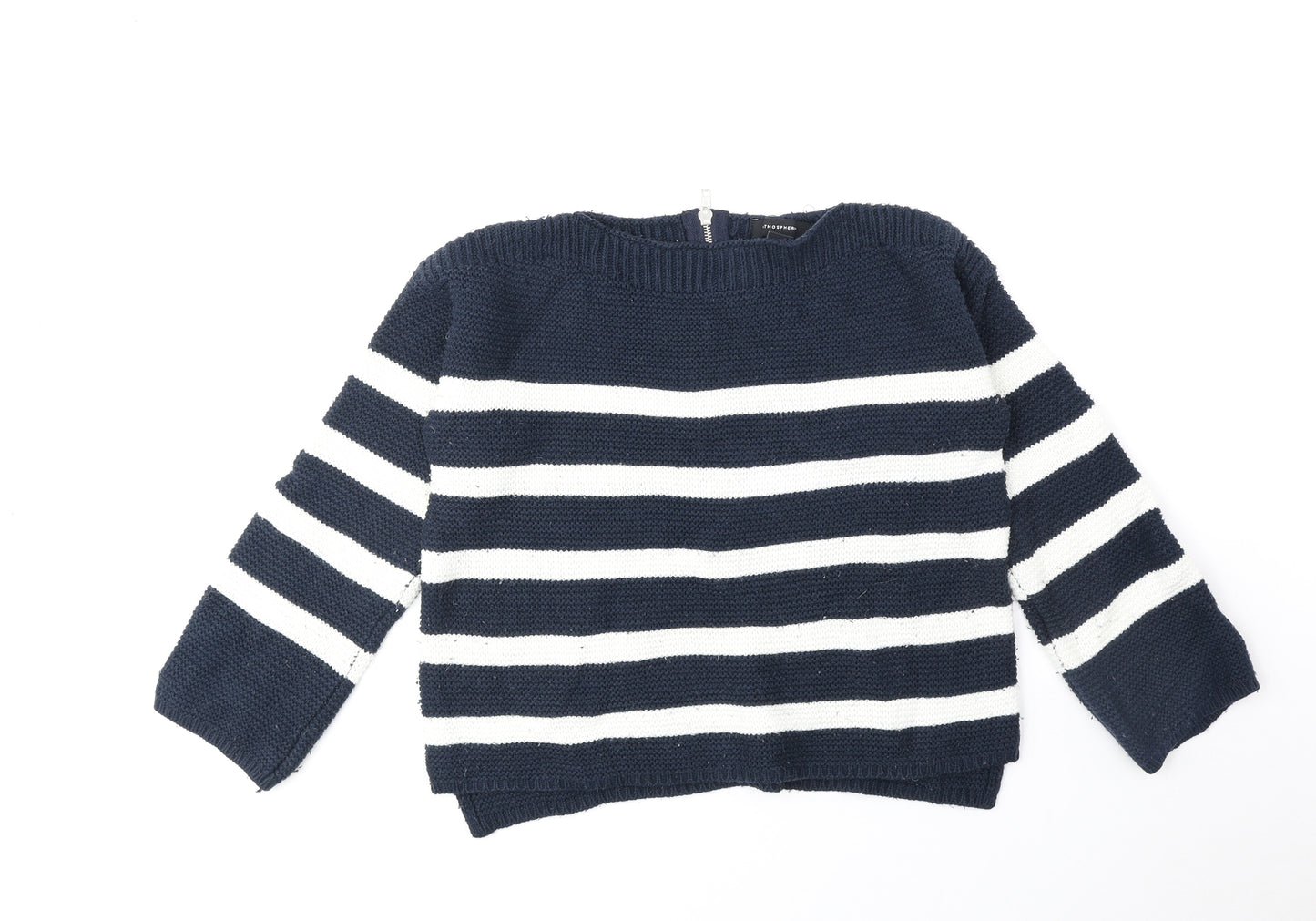 Atmosphere Womens Blue Round Neck Striped Acrylic Pullover Jumper Size 10
