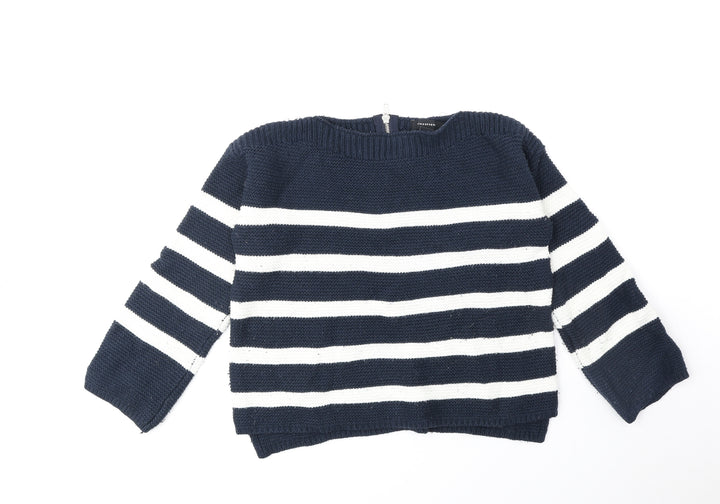 Atmosphere Womens Blue Round Neck Striped Acrylic Pullover Jumper Size 10