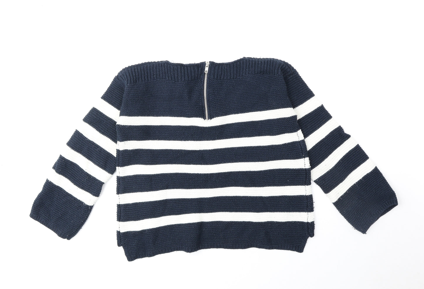 Atmosphere Womens Blue Round Neck Striped Acrylic Pullover Jumper Size 10